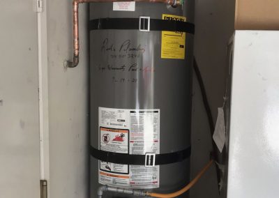 50 Gal Rheem Water Heater change out with new vent and wood floor. City of Yorba Linda, CA.